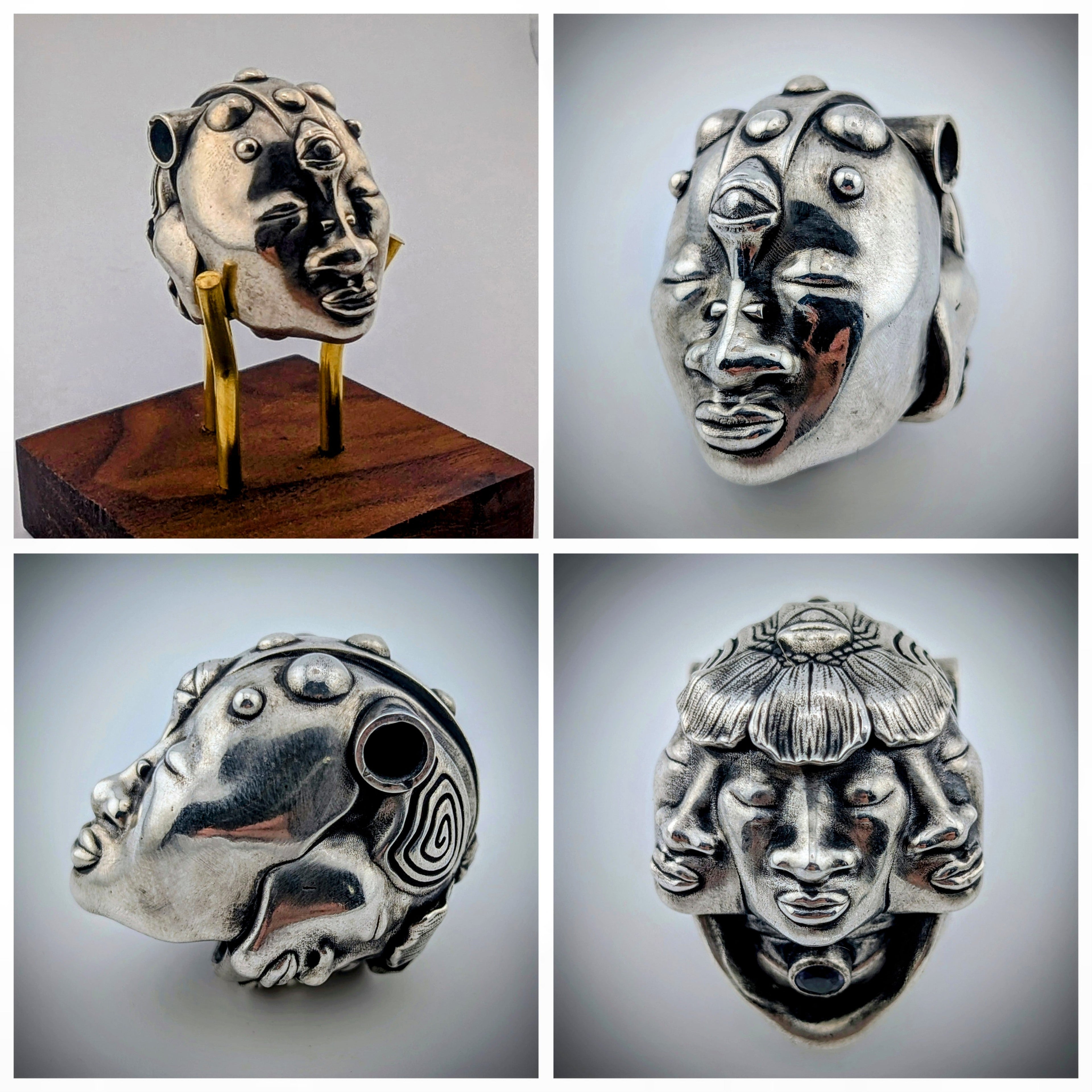 Sterling silver cast sculptural pendants