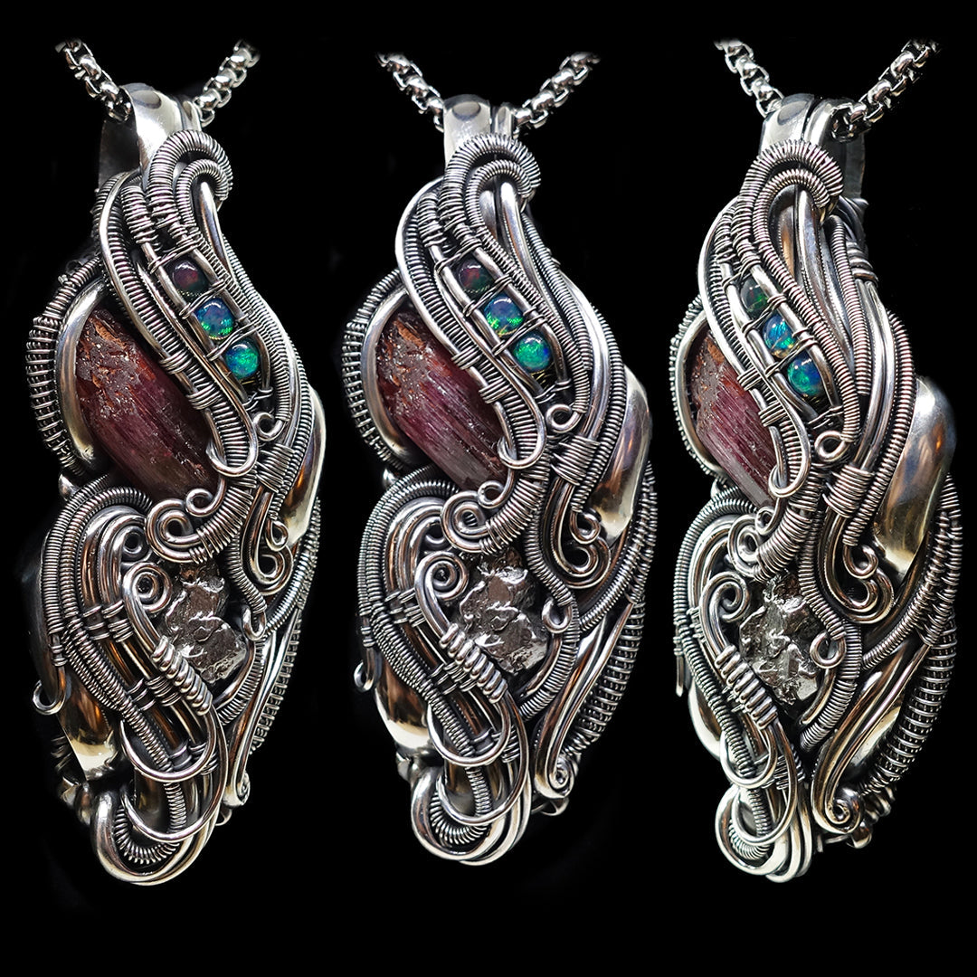Sterling silver detailed wire wrap pendants
