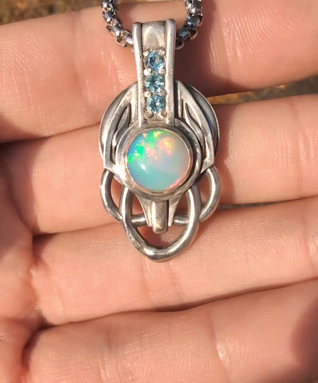 Welo opal sterling silver pendant