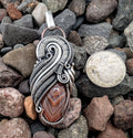 Lake Superior agate sterling silver wire wrap pendant