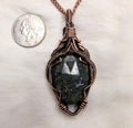 Moss agate copper wire wrap pendant
