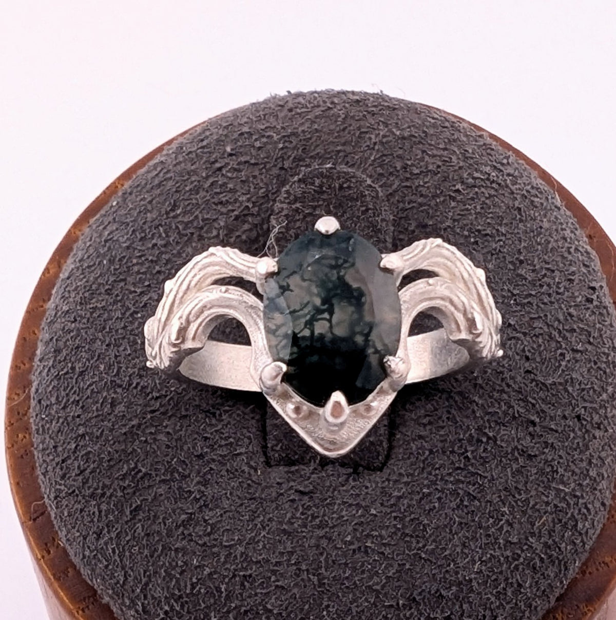 Moss agate elven ring size 7