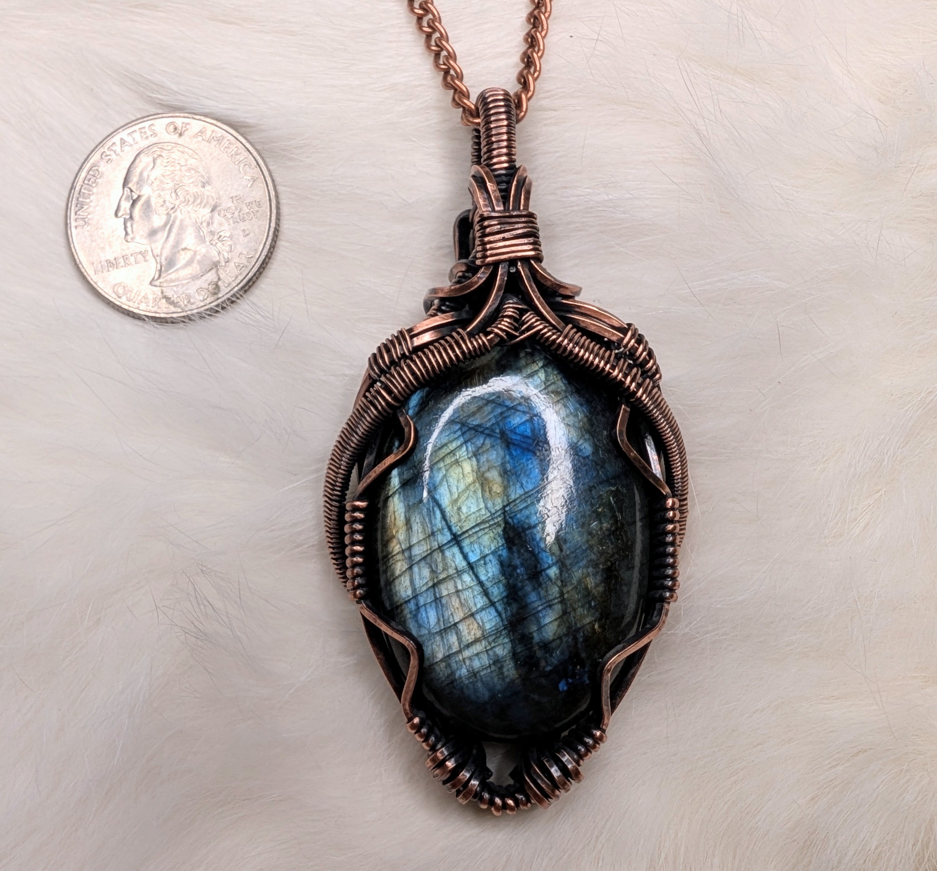 Labradorite copper wire wrap pendant