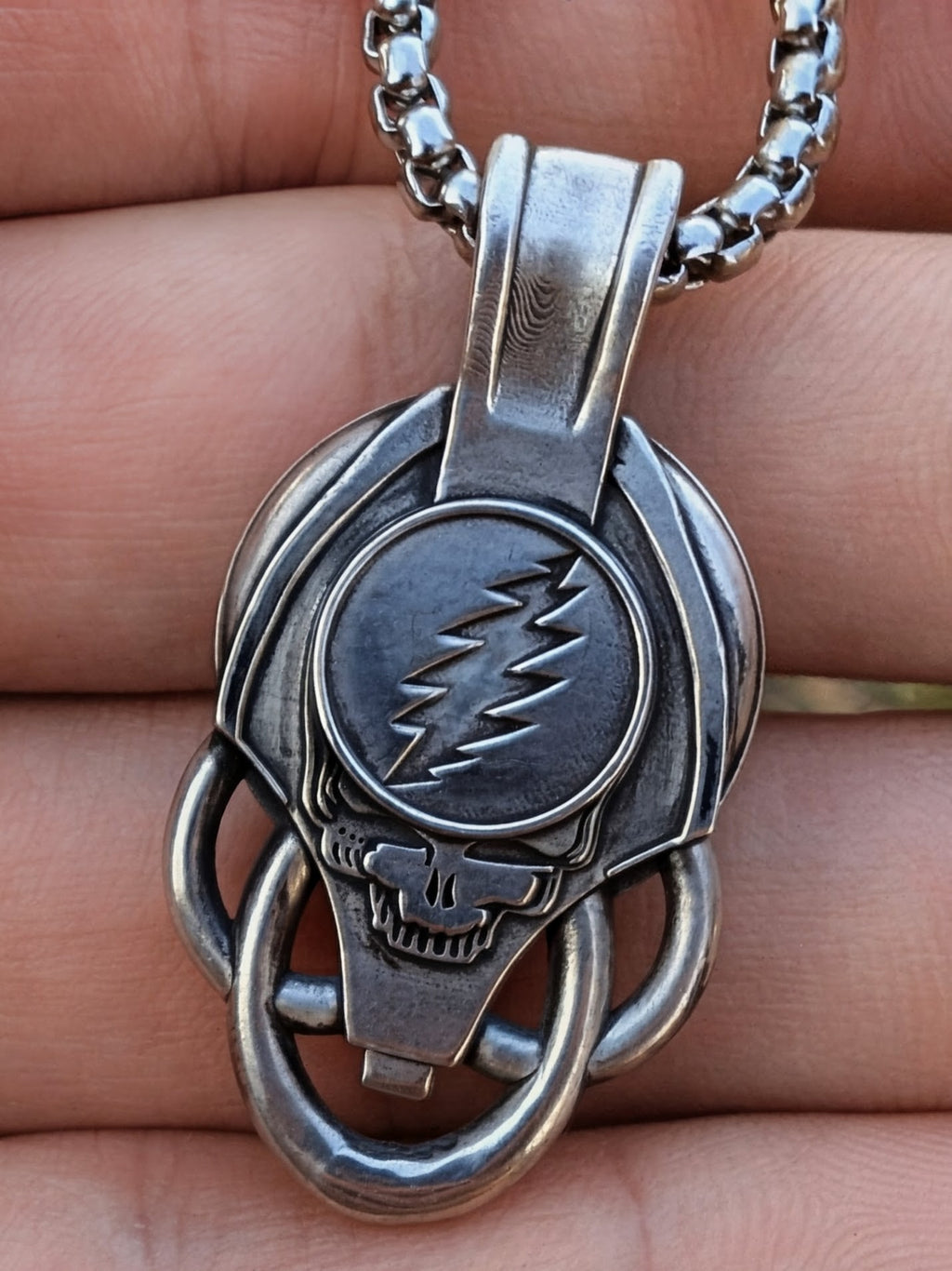 Sterling silver turquoise steal your face pendant
