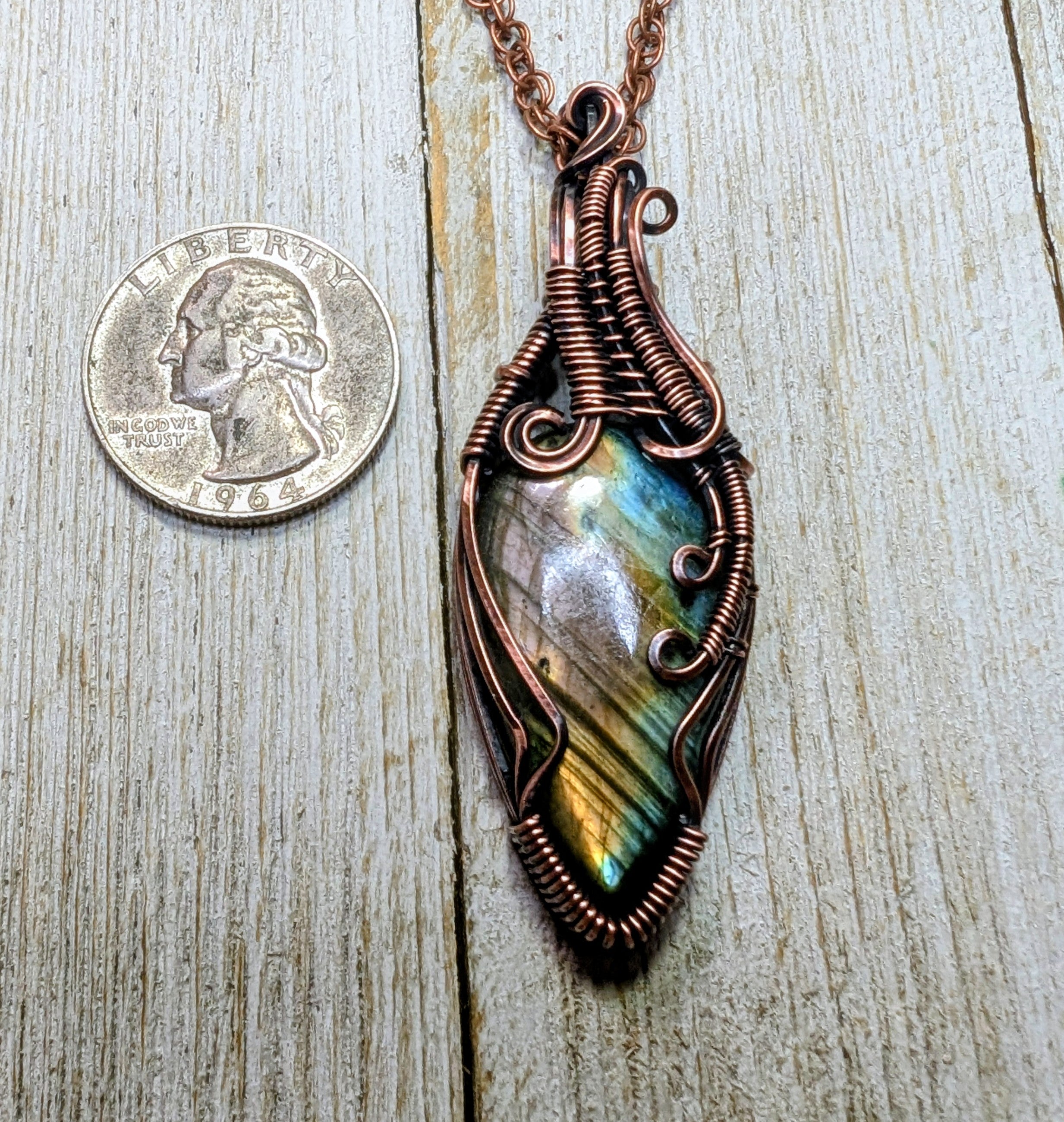 Labradorite copper wire wrap pendant