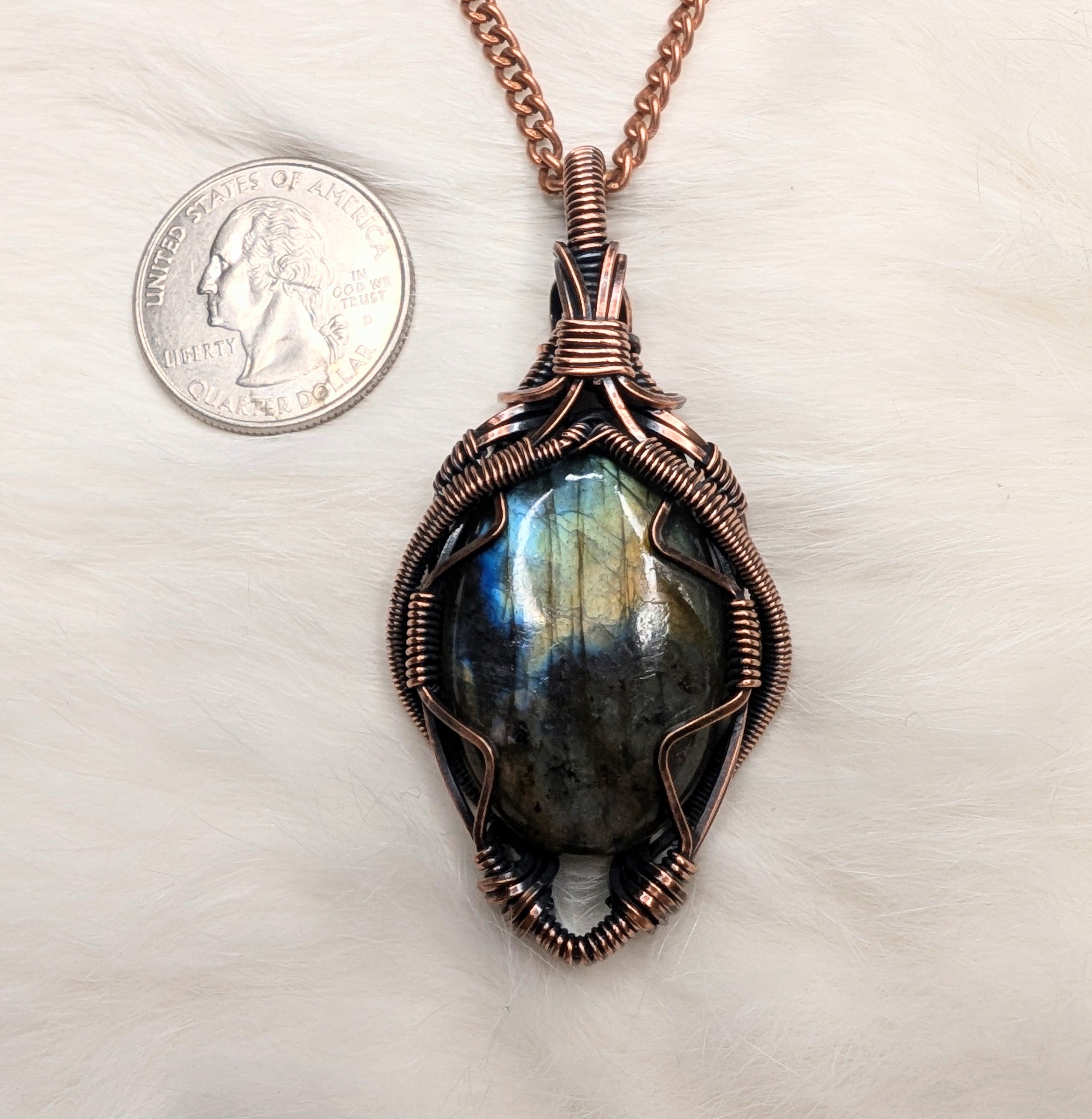 Labradorite copper wire wrap pendant