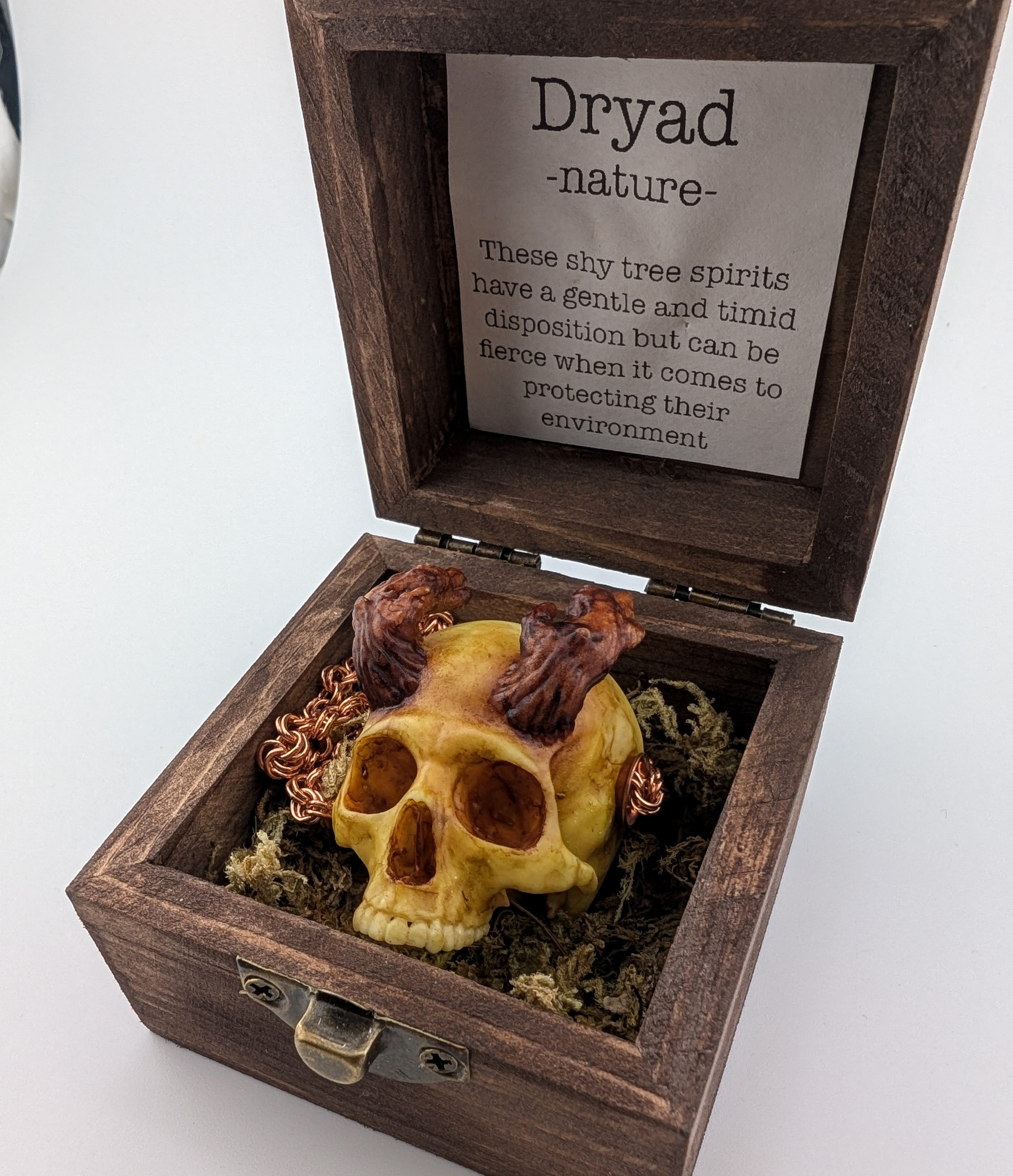 Dryad fairy skull pendant