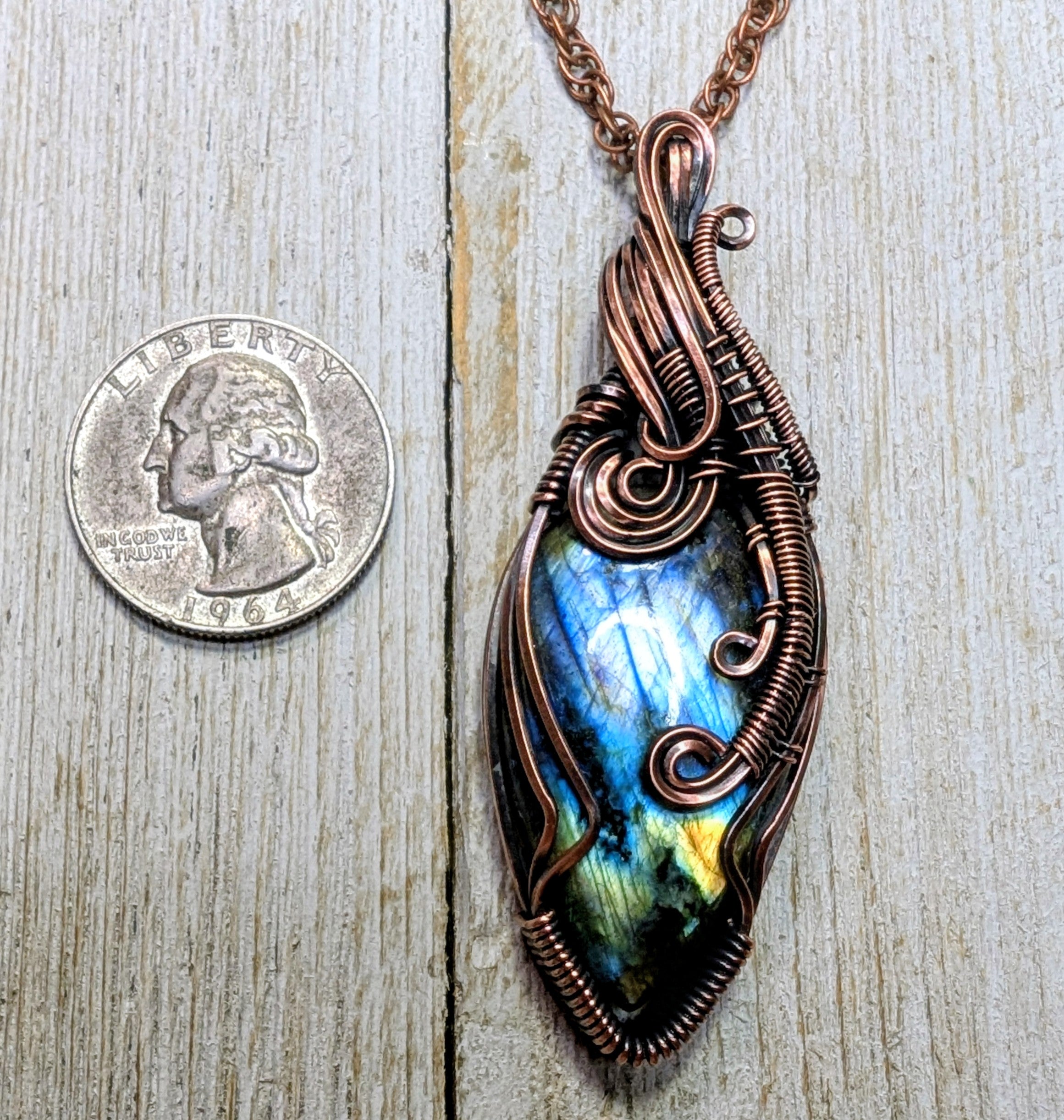 Labradorite copper wire wrap pendant
