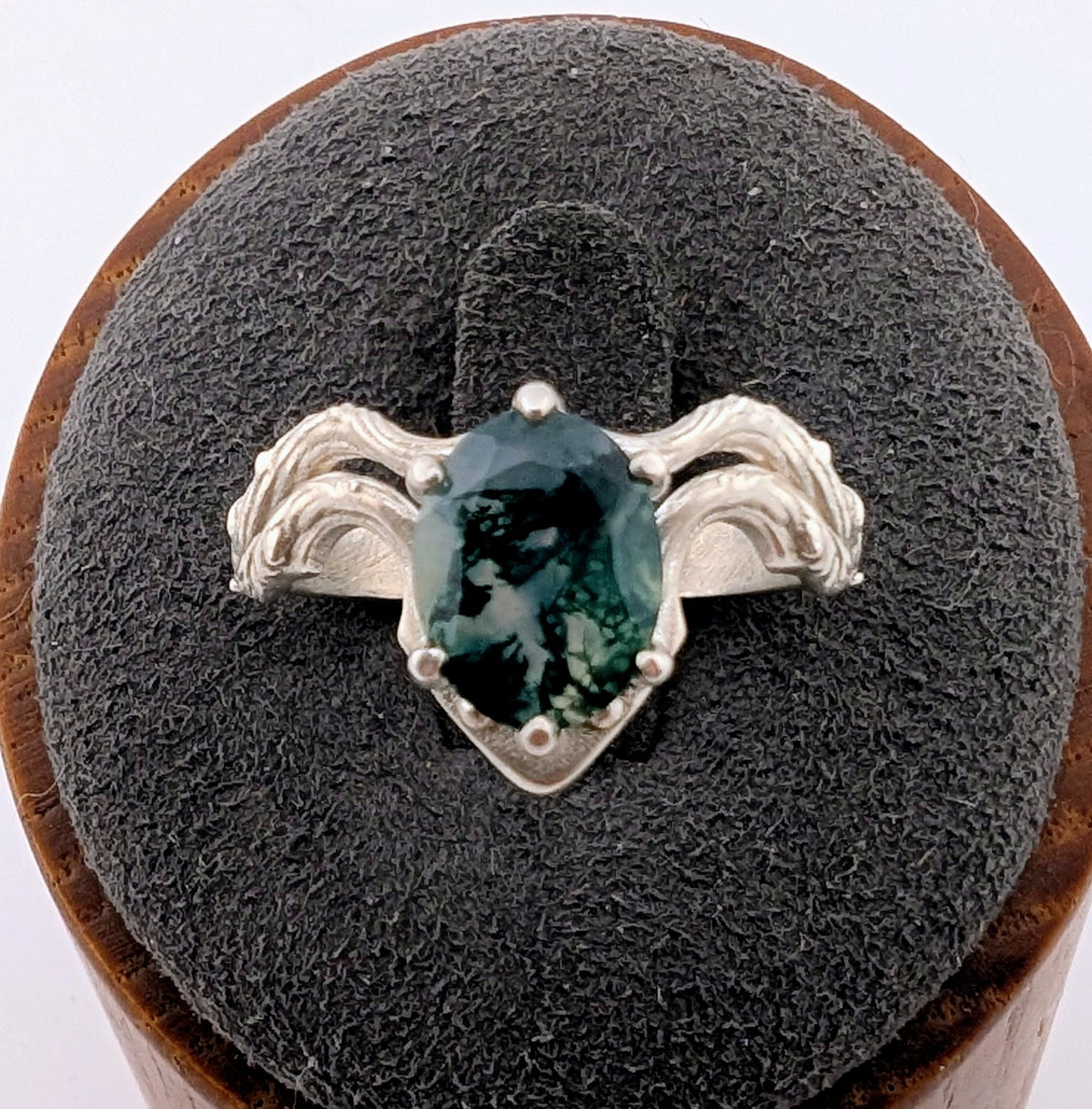 Moss agate elven ring size 7