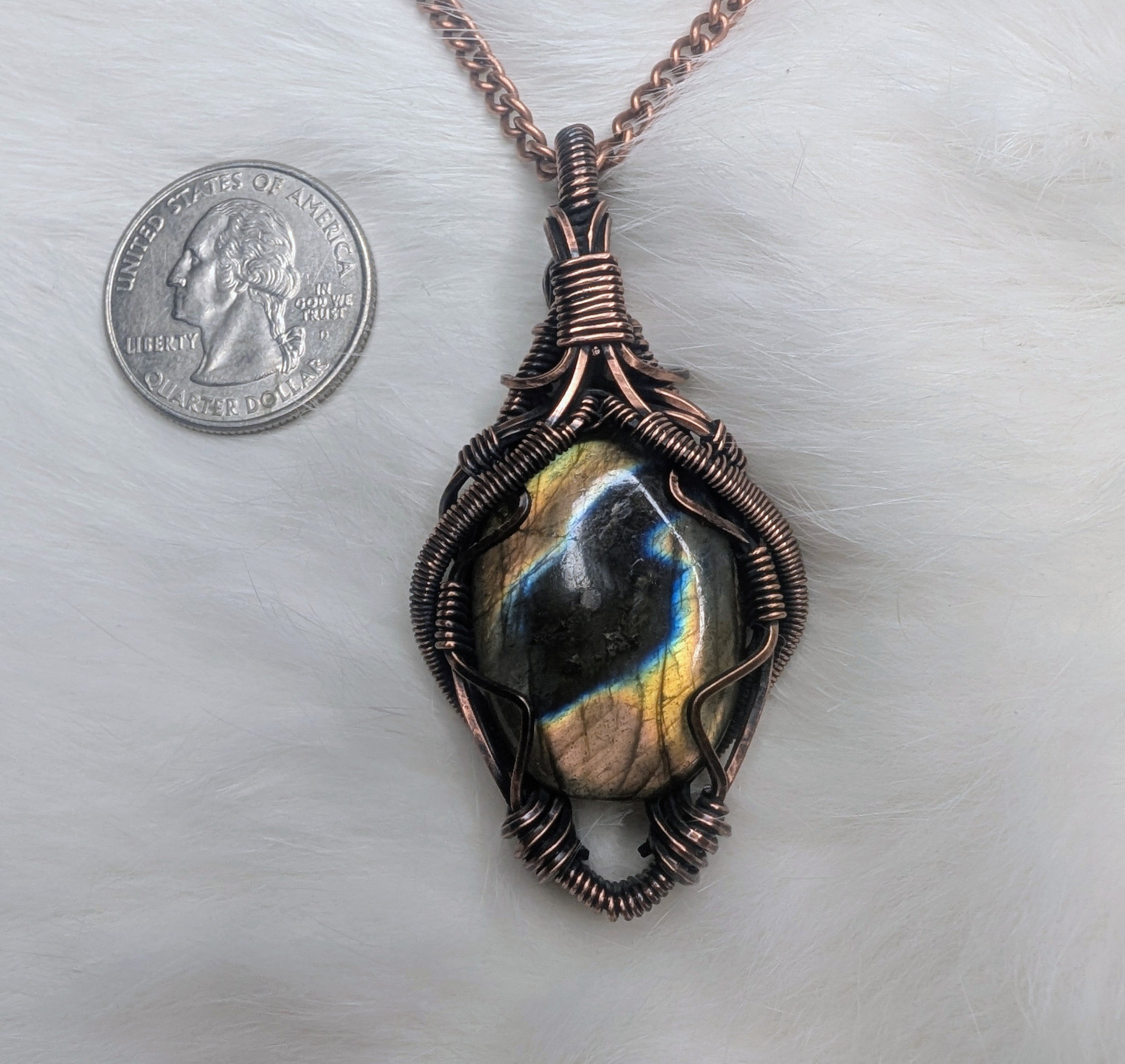 Labradorite copper wire wrap pendant