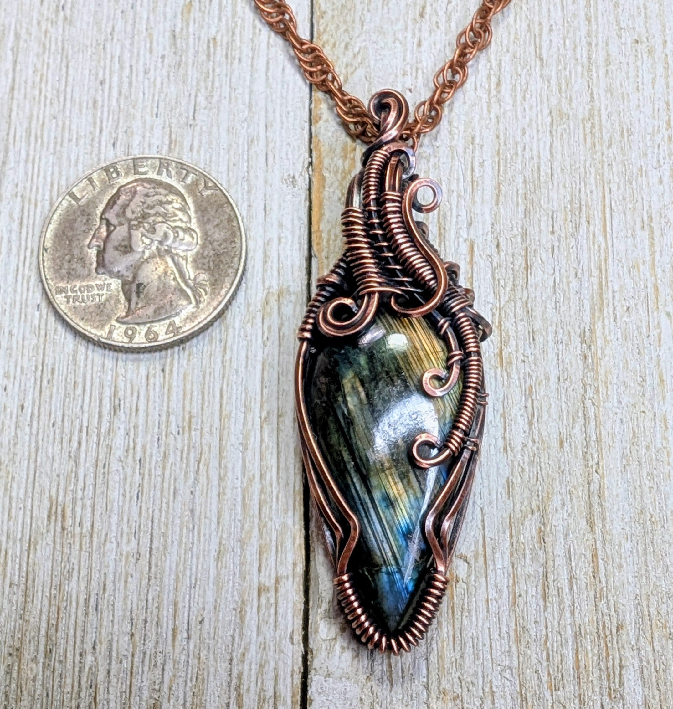 Labradorite copper wire wrap pendant