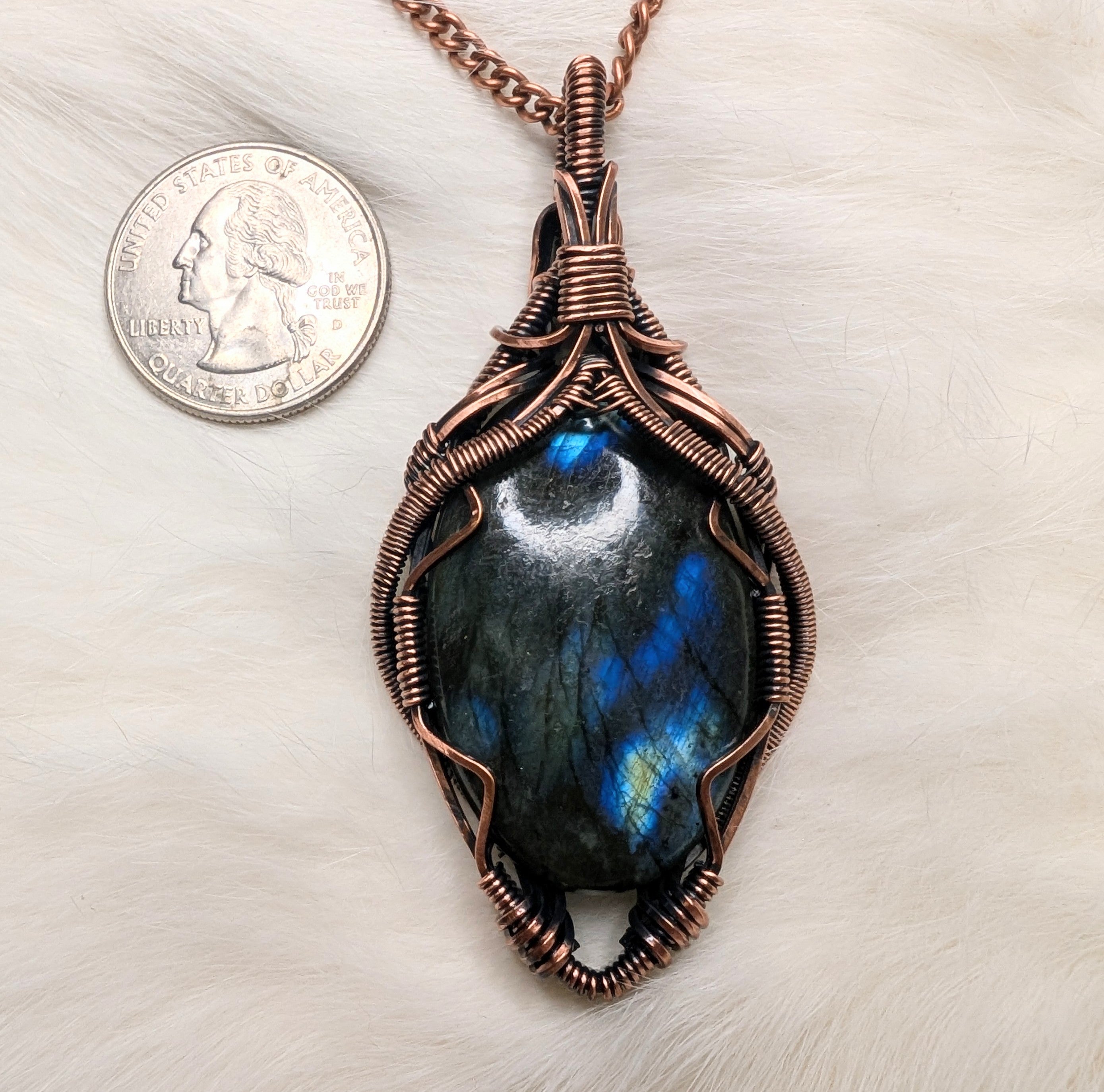 Labradorite copper wire wrap pendant
