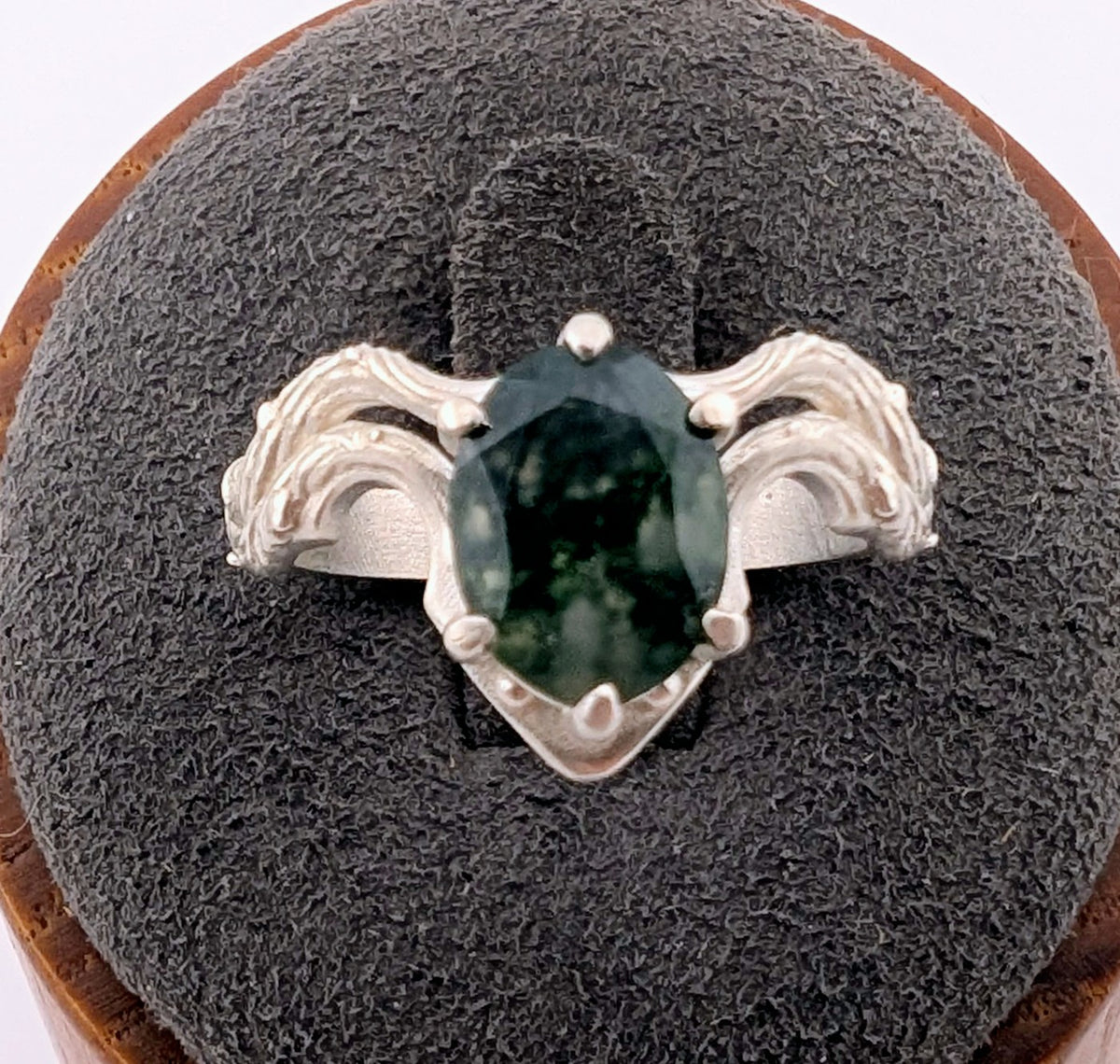 Moss agate elven ring size 7