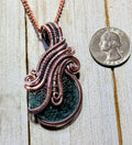 Guatemalan blue jade copper wire wrap pendant