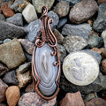 Lake Superior agate copper wire wrap pendant