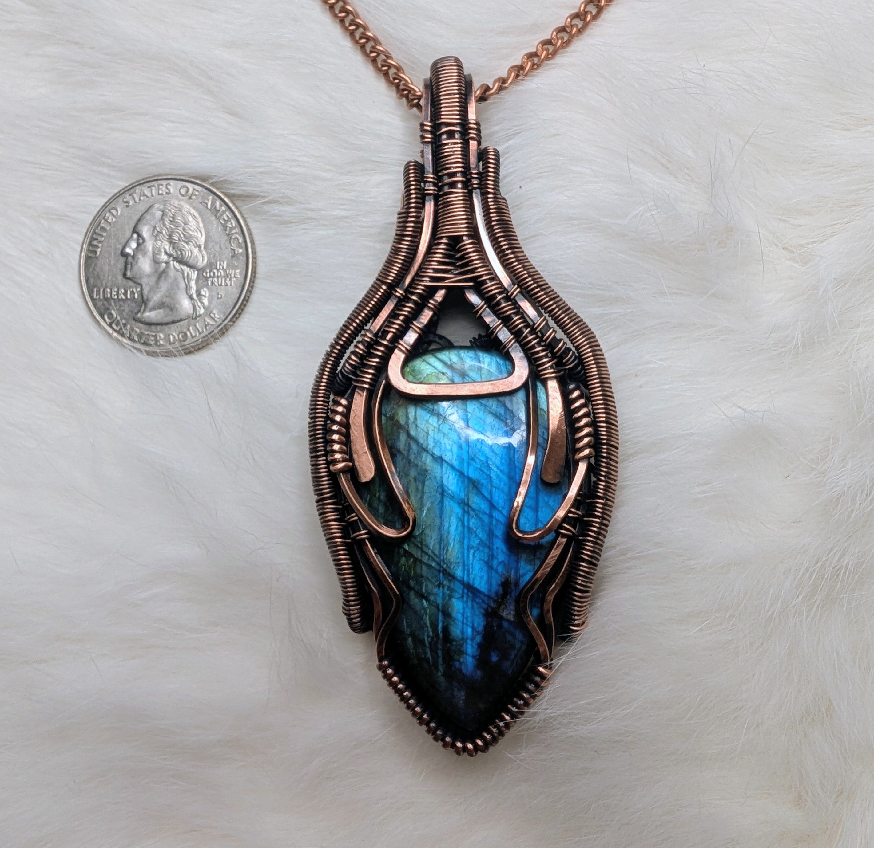 Labradorite copper wire wrap pendant