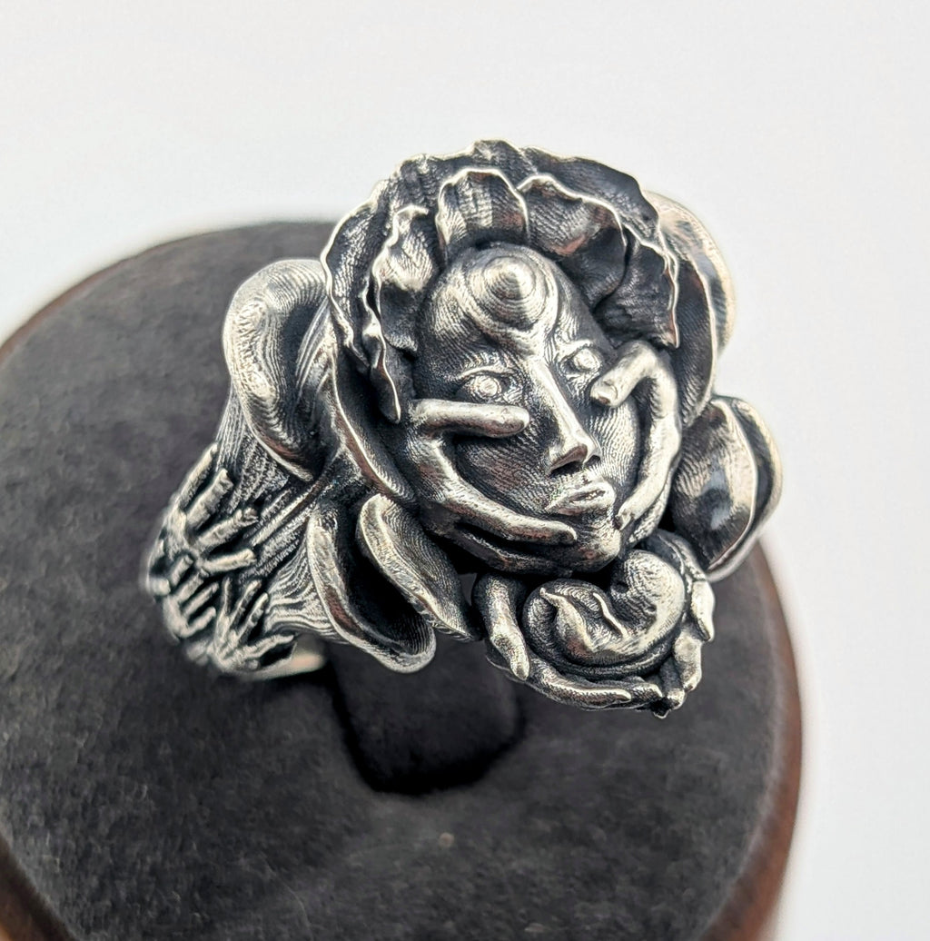 Earth mother sterling silver ring