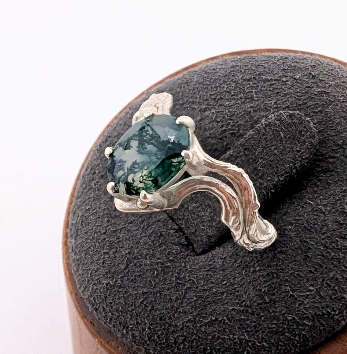Moss agate elven ring size 7
