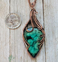 Malachite copper wire wrapped pendant
