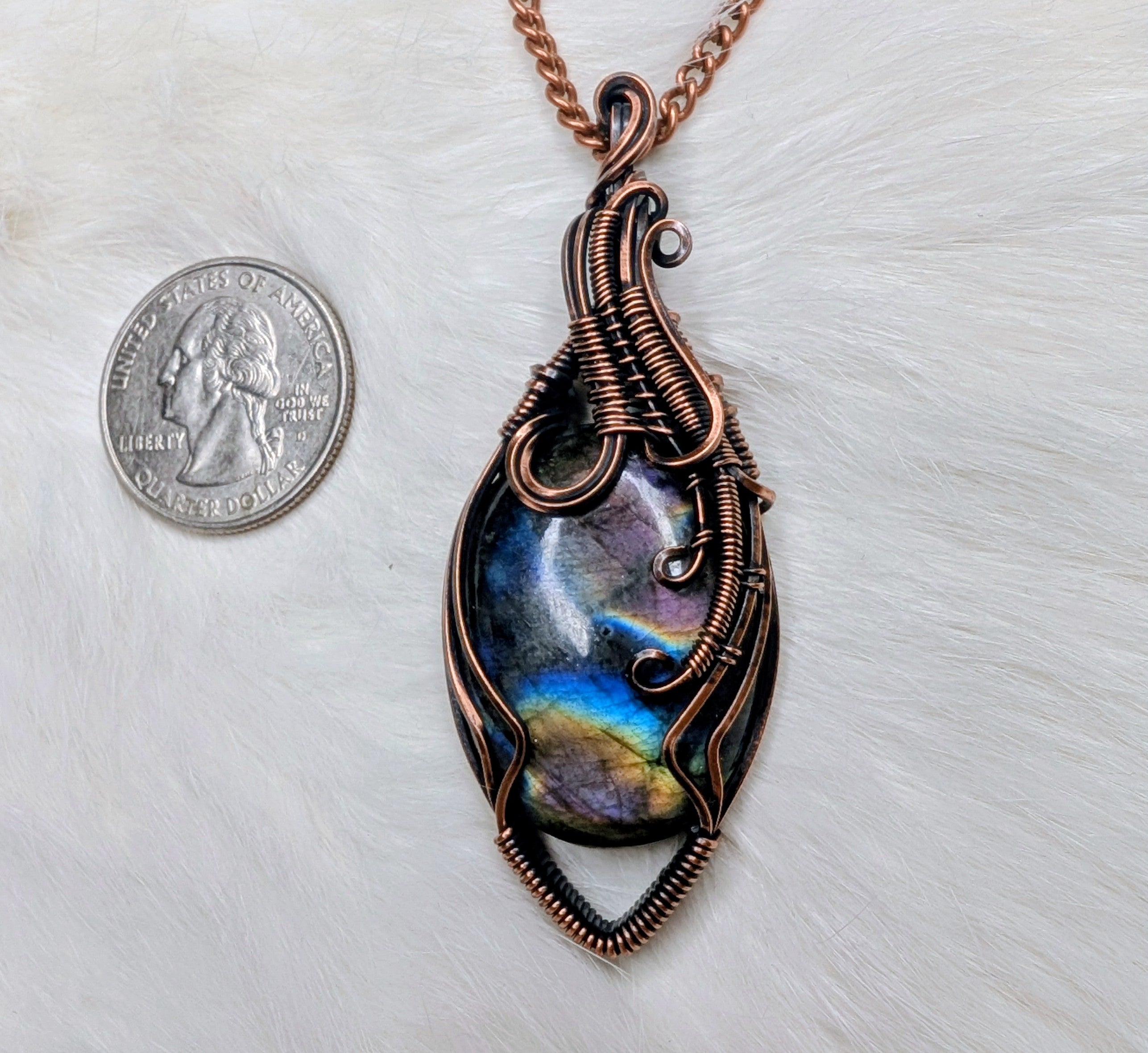 Labradorite copper wire wrap pendant