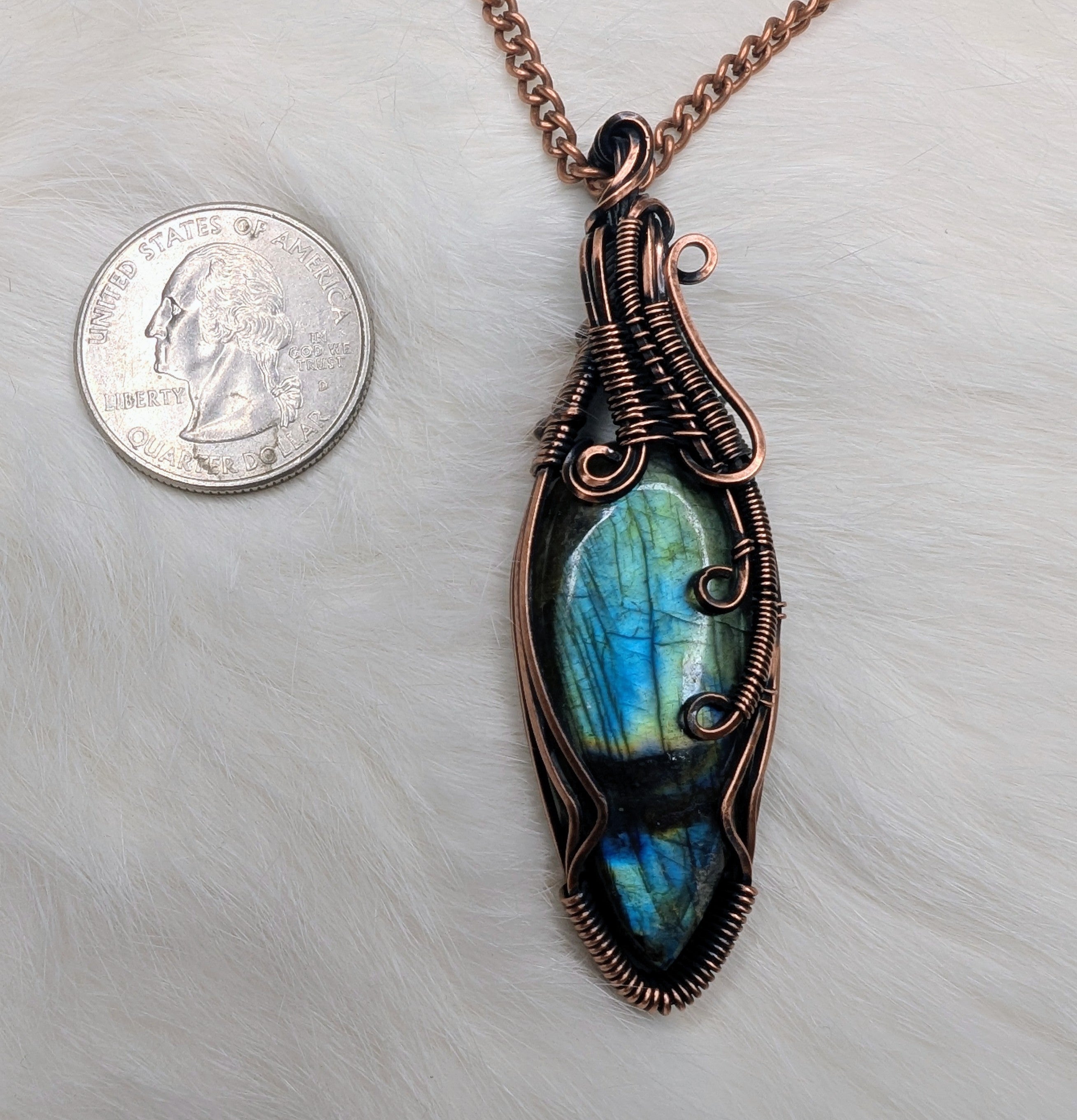 Labradorite copper wire wrap pendant