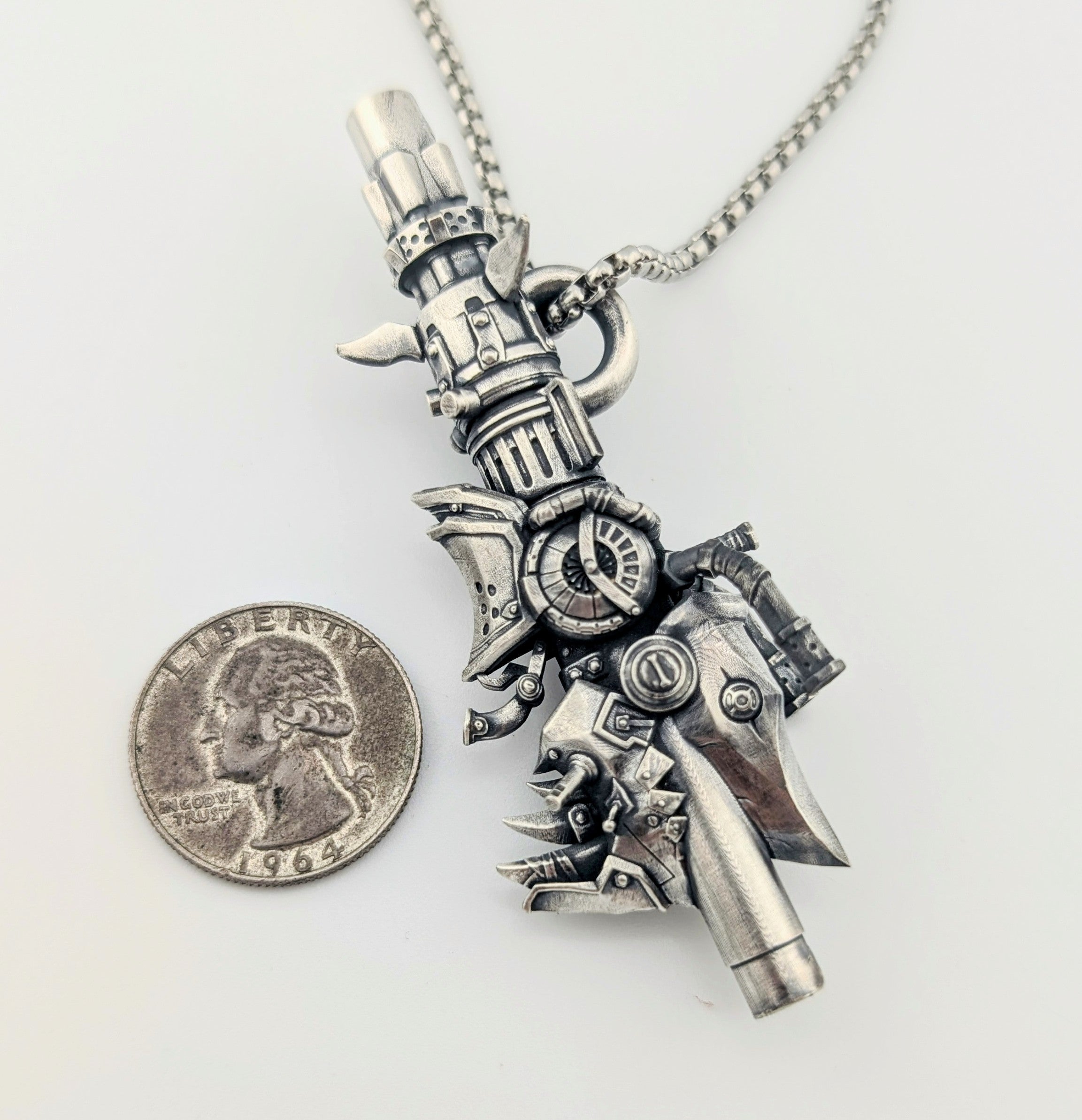 Arcane jinx gun snuff straw sterling silver pendant