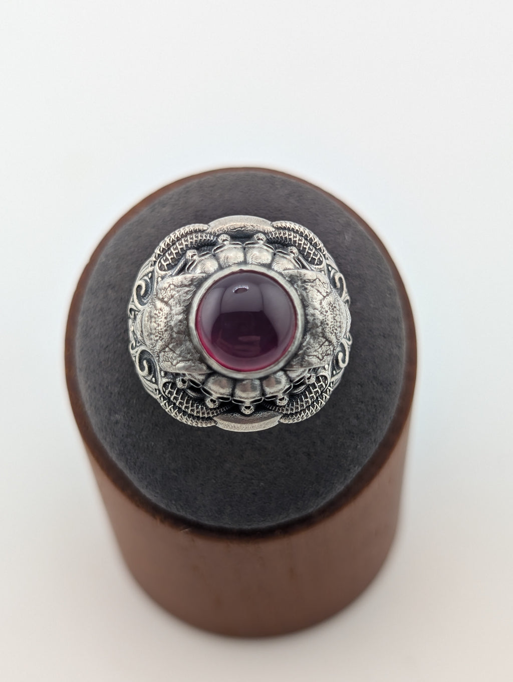 Lab created star ruby sterling silver cultist ring