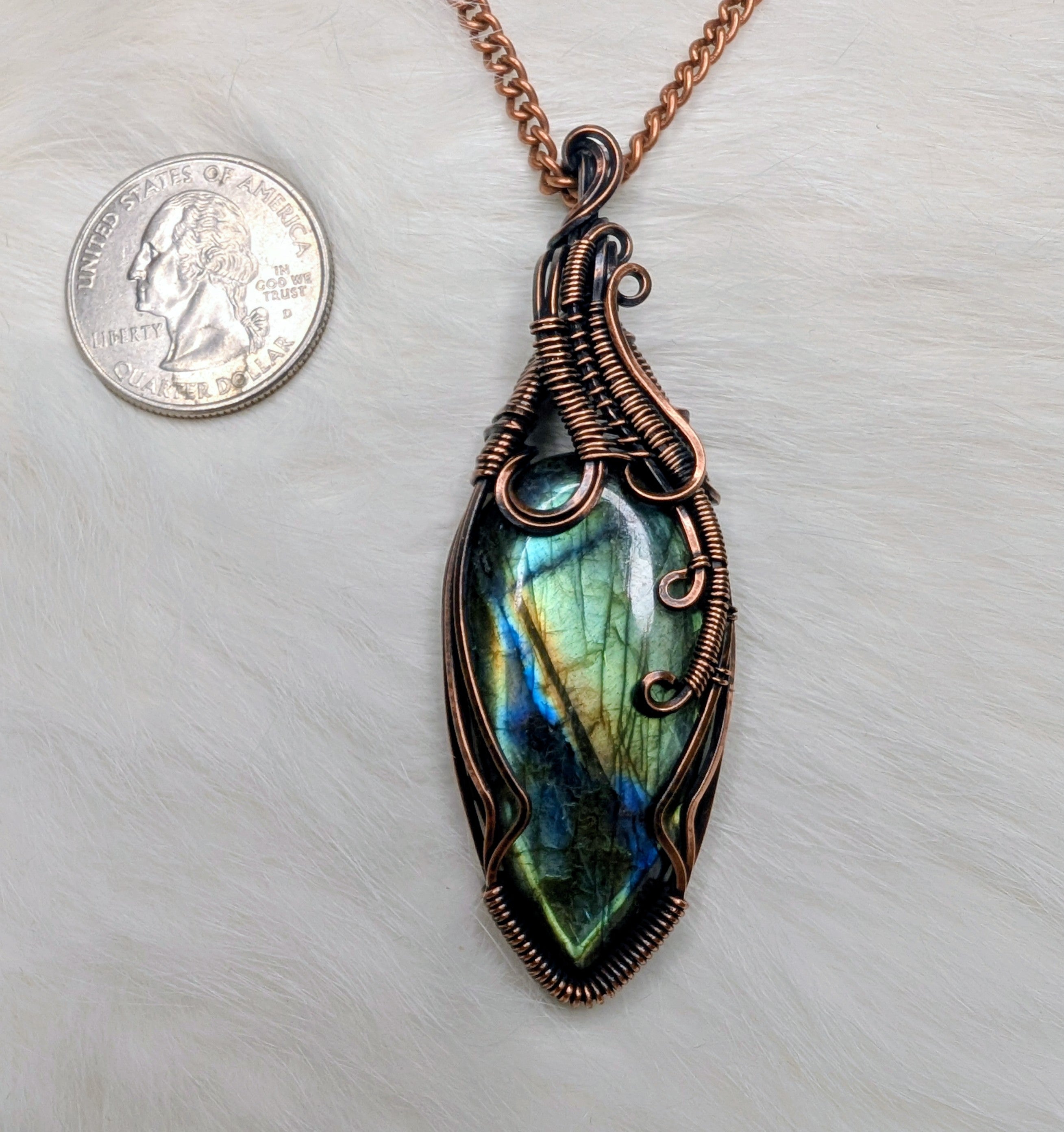 Labradorite copper wire wrap pendant